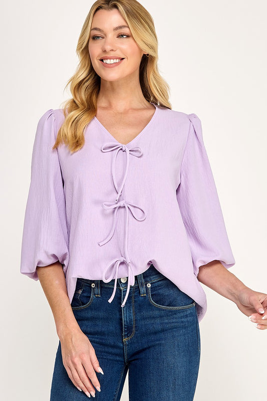 Tie Detail Puff Sleeve Blouse