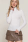 Long Sleeve Turtle Neck Fitted Viscose Rib Sweater Top