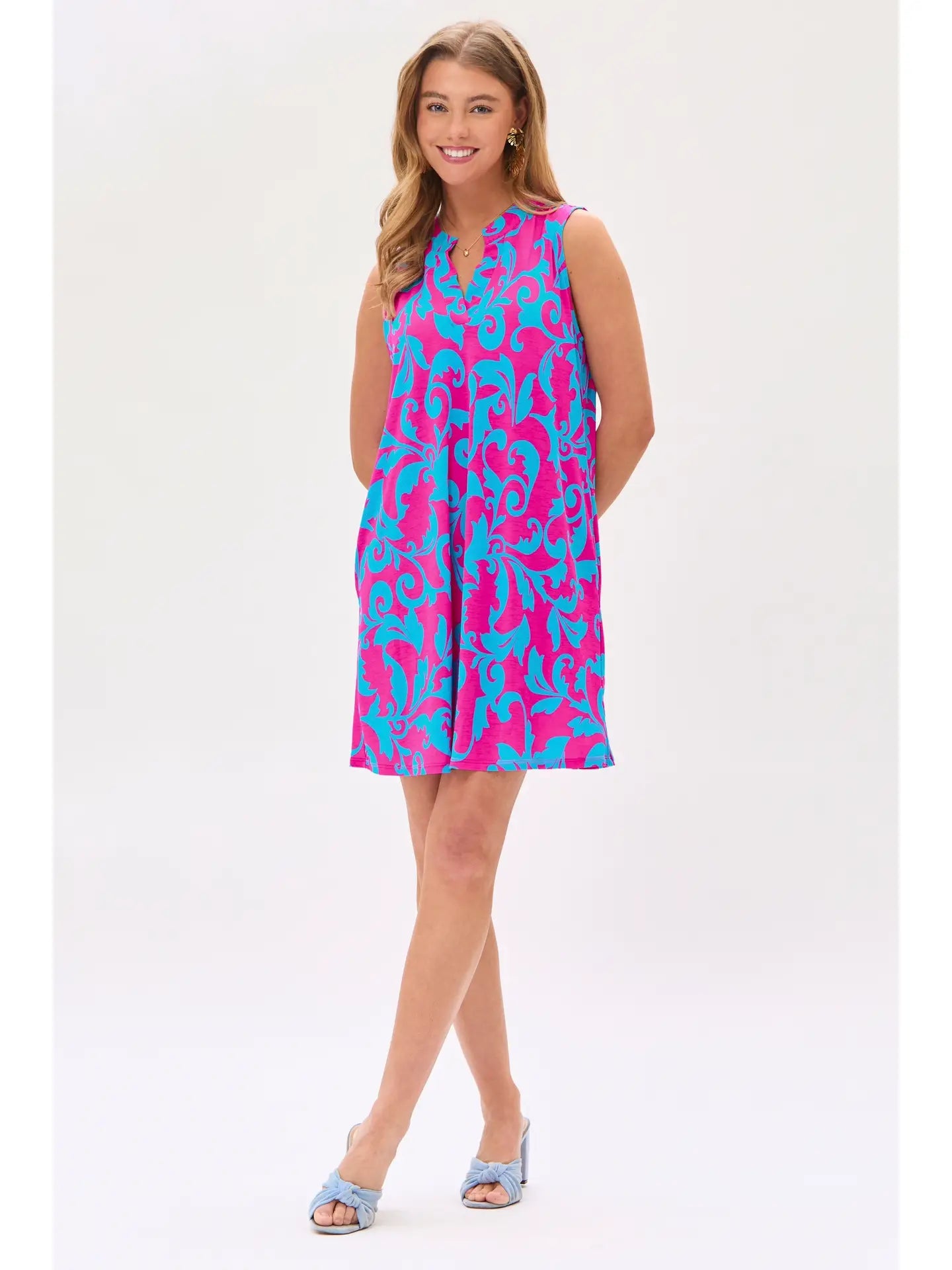 Mandarin Collar Wrinkle-Free Tank Dress