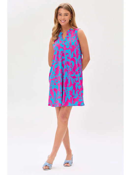 Mandarin Collar Wrinkle-Free Tank Dress