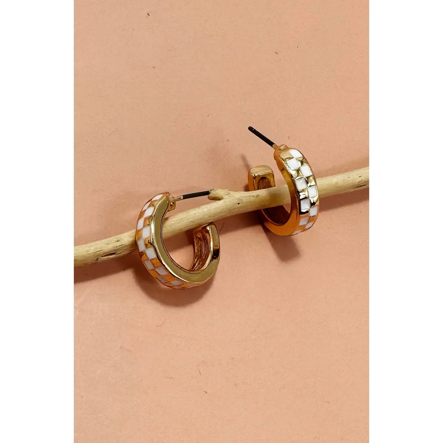 Mini Checker Hoop Earrings