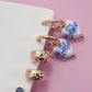 Blue Ceramic Porcelain Trio Earring Set
