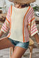 Striped Wide Sleeve Lightweight Knit Sweater ; neutral, orange & pink