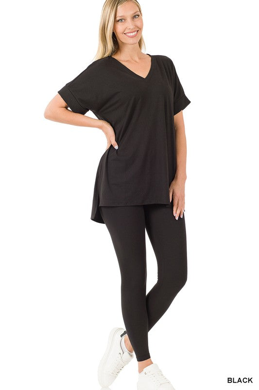 V- Neck Brushed Microfiber Set