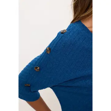 Rib Knit Button Sleeve Sweater