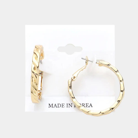 Textured Metal Hoop Earrings