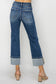 RISEN Cuffed High Rise Straight Jeans