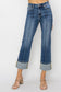 RISEN Cuffed High Rise Straight Jeans