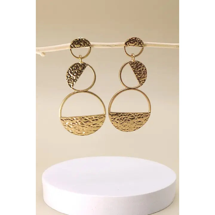 Hammered Geo Linear Earring