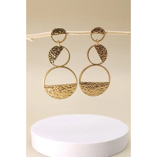 Hammered Geo Linear Earring