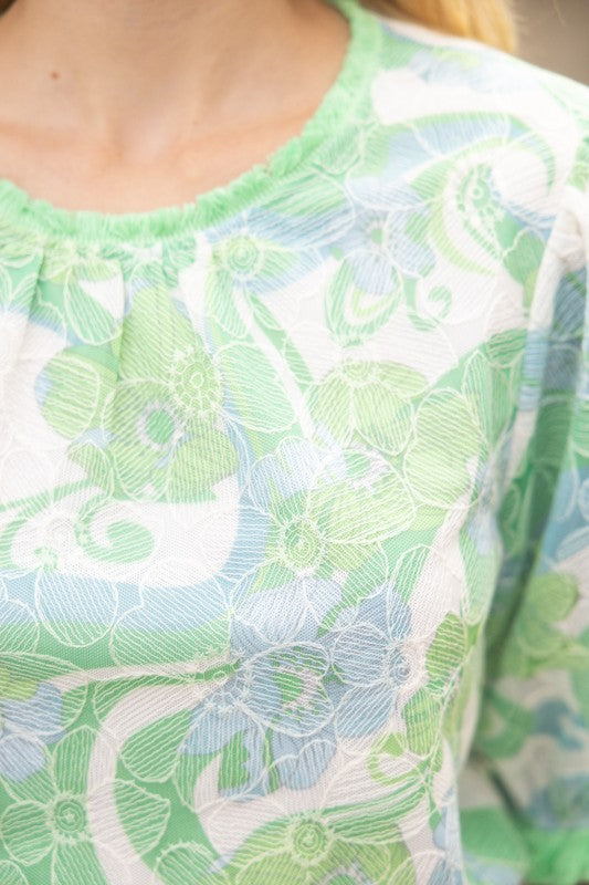 Mint Julep Mood Printed Lace Top