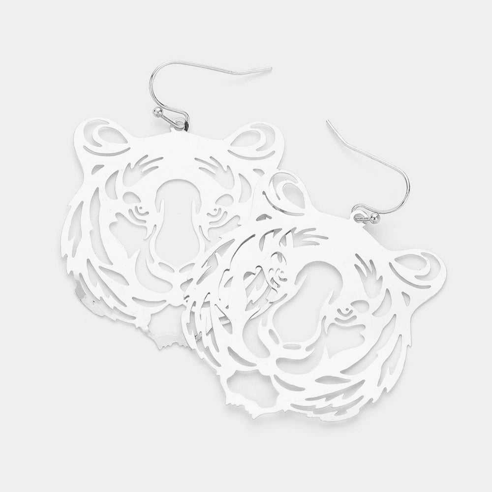 Brass Tiger Cut Out Earrings