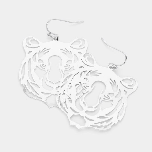 Brass Tiger Cut Out Earrings
