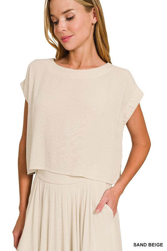 Woven Crinkle Gauze Top & Skirt Set