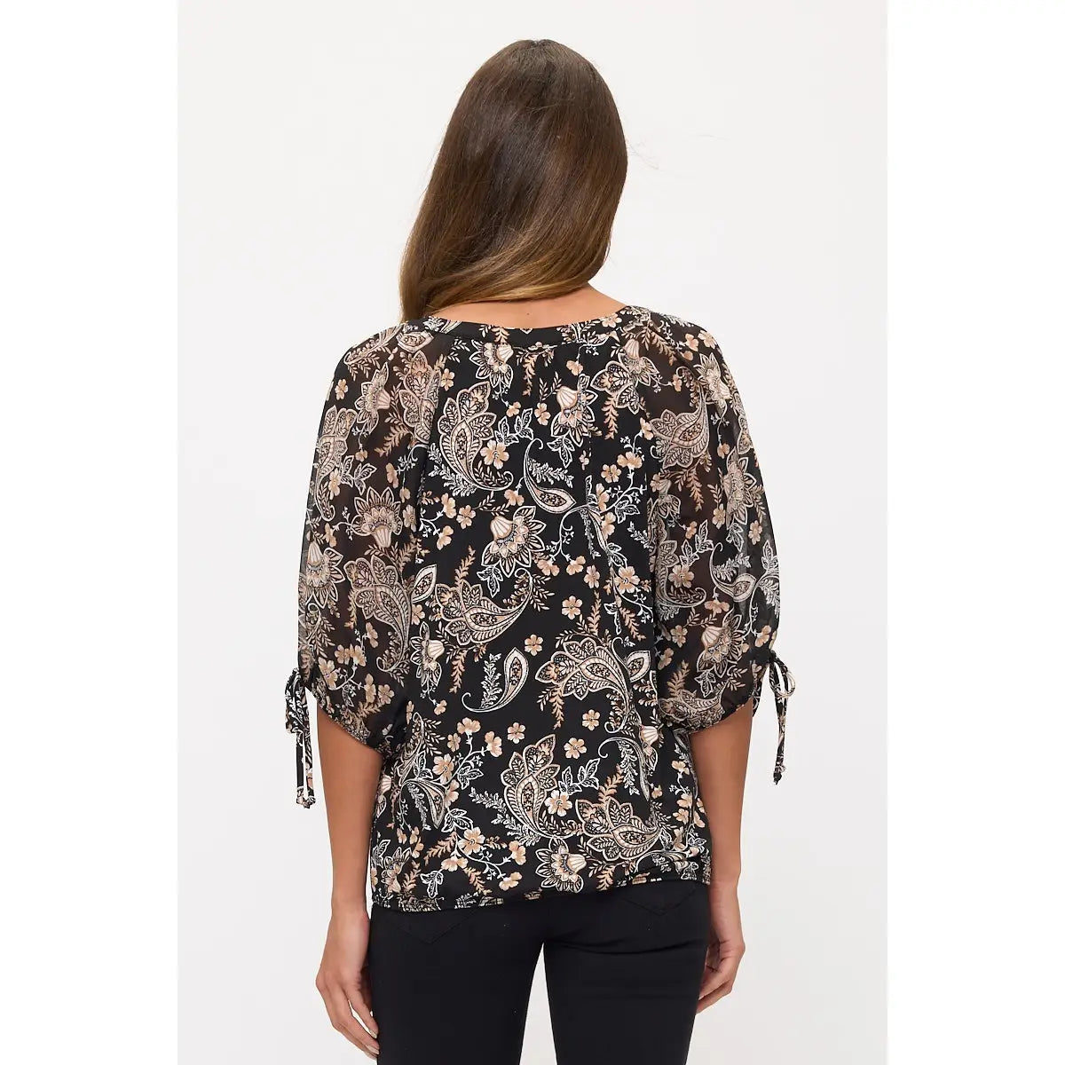 Floral Split Neck Pheasant Top