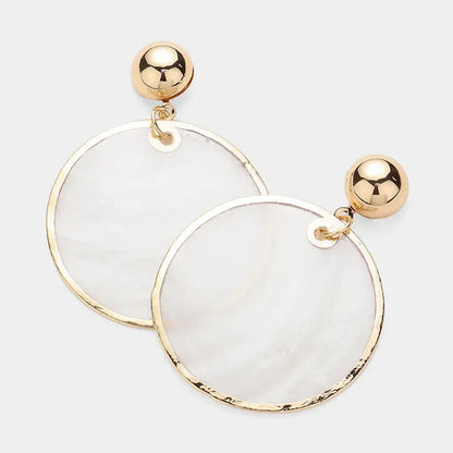 Mother of Pearl Disc Dangle Earrings