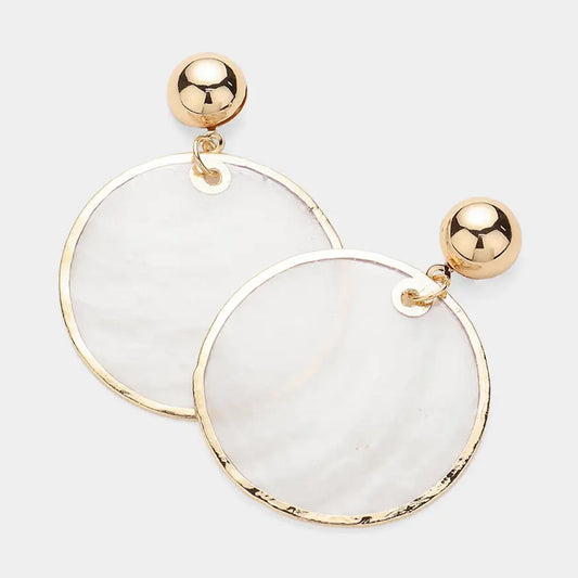 Mother of Pearl Disc Dangle Earrings