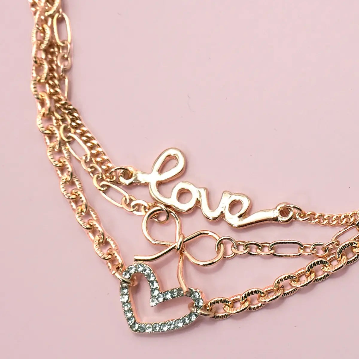 Multi Layer Love Bow Heart Bracelet