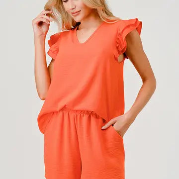 Ruffle Sleeve Game Day Top & Short Set