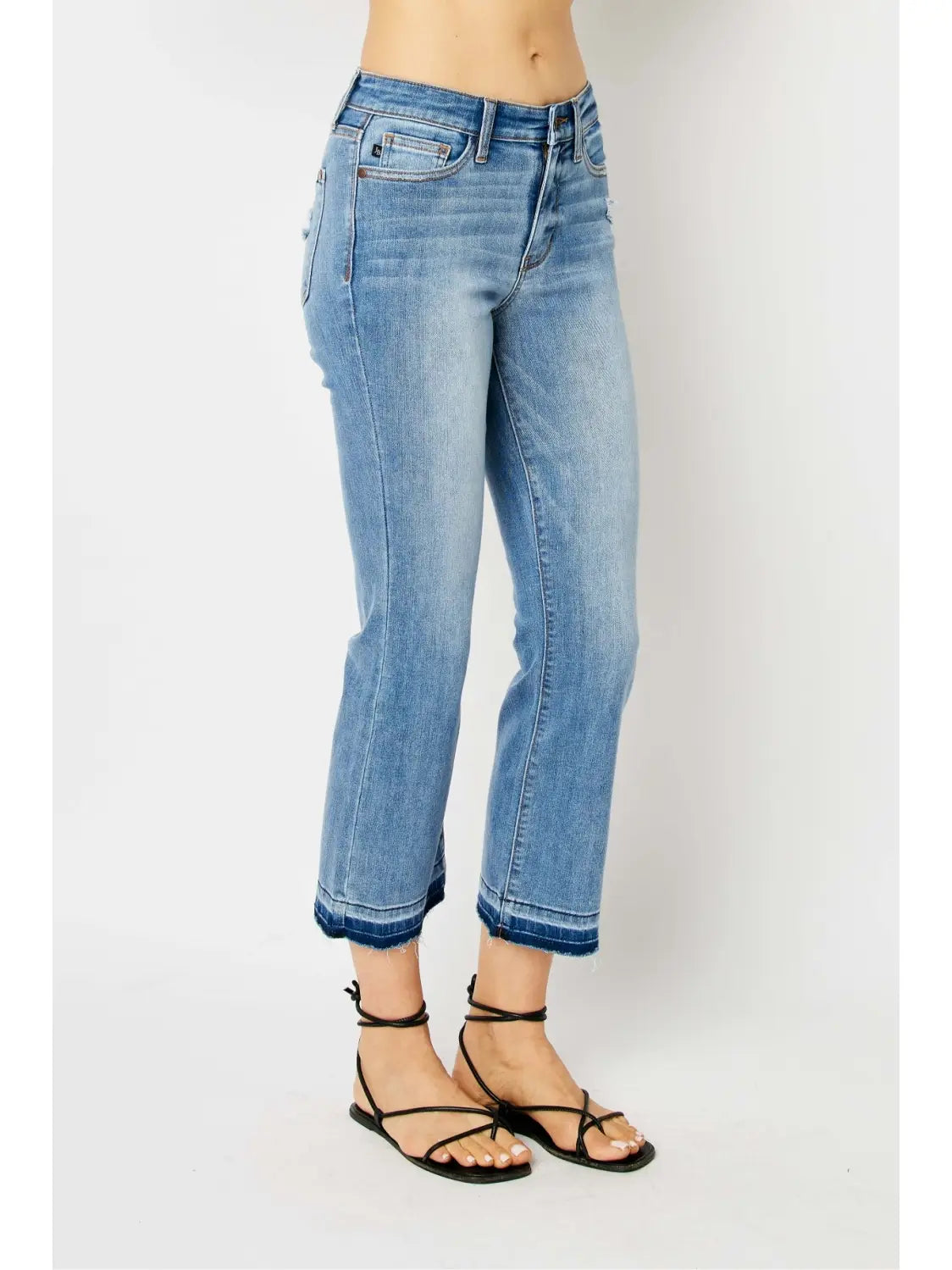 Judy Blue Mid-Rise Release Hem Cropped Bootcut