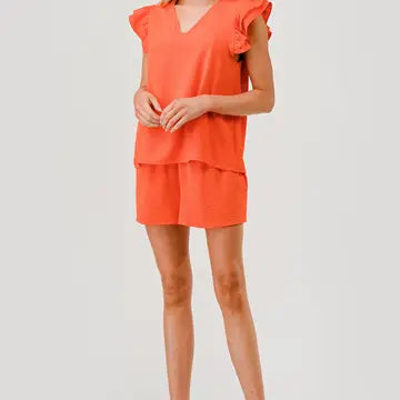 Ruffle Sleeve Game Day Top & Short Set