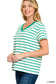 Green Striped V-Neck Tee