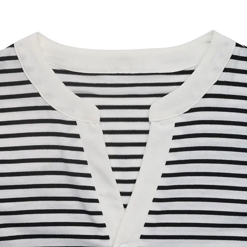 Short Sleeve Striped Knit Tee