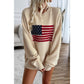 Knit Flag Print Loose Neck Sweater