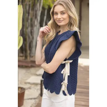 Navy Twill Tape Tie Top