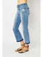 Side View Judy Blue Mid-Rise Release Hem Cropped Bootcut