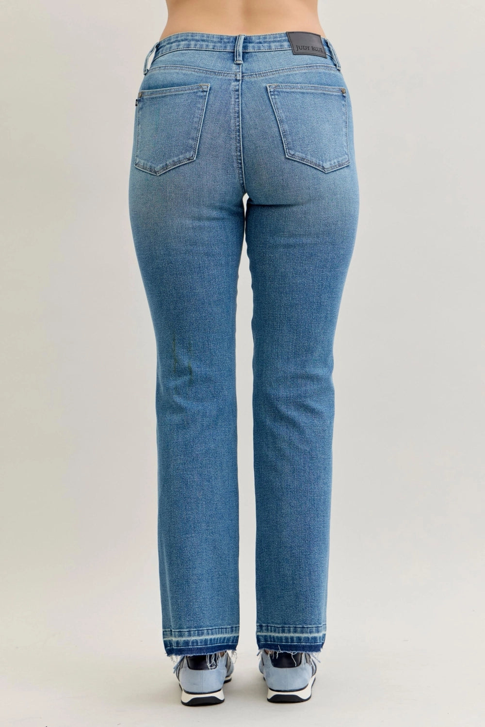 Back view Mid -Rise Slim Bootcut Tummy Control Release Hem