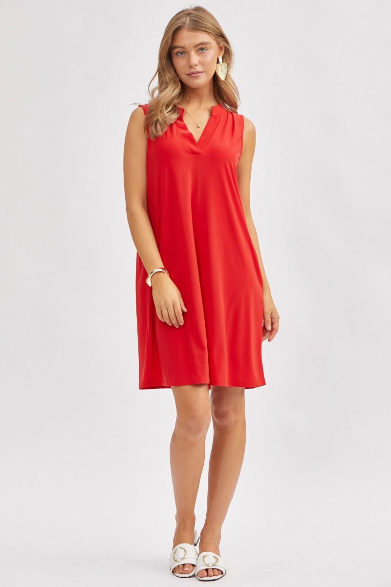 Solid Color Wrinkle-Free Sleeveless Dress