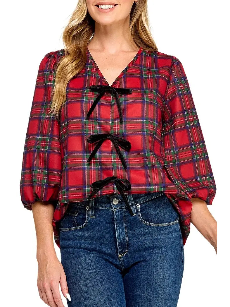 Plaid Holiday Blouse