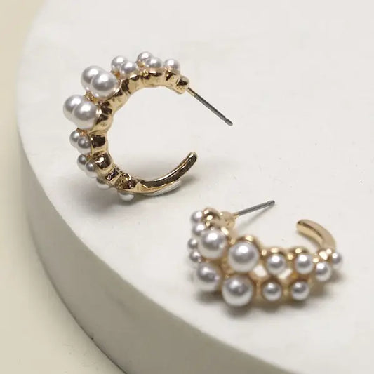 Mini Pearl Huggie Hoop Earring