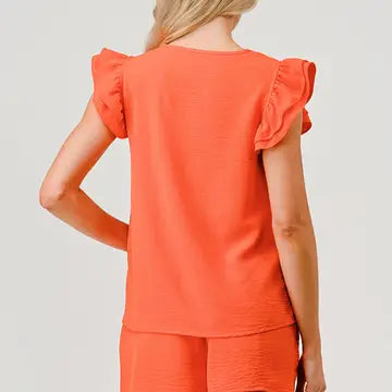 Ruffle Sleeve Game Day Top & Short Set