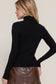 Long Sleeve Turtle Neck Fitted Viscose Rib Sweater Top