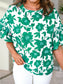 Green Floral Print Ruffle Sleeve