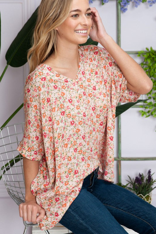 I'm Blushing Floral Short Sleeve Blouse