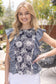 Floral Embroidered Striped Ruffle Top