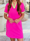 V-Veck Contrast Trim Shirt Dress