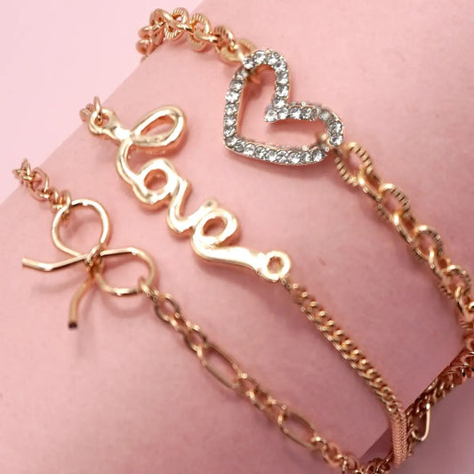 Multi Layer Love Bow Heart Bracelet