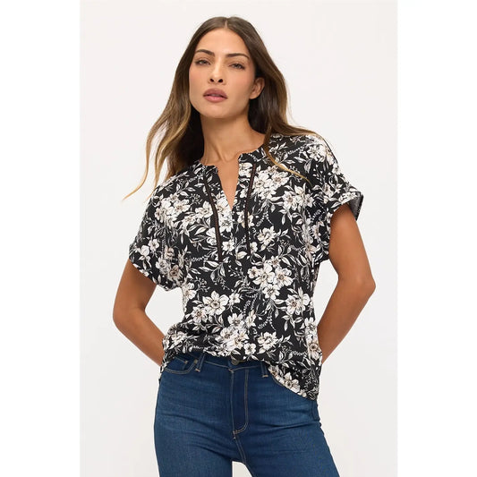 Floral Print Lattice Dolman