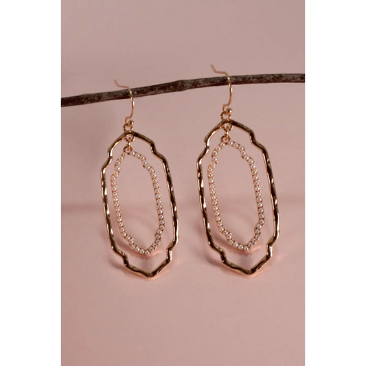 Two Oval Pearl Hammered Drop Earrings