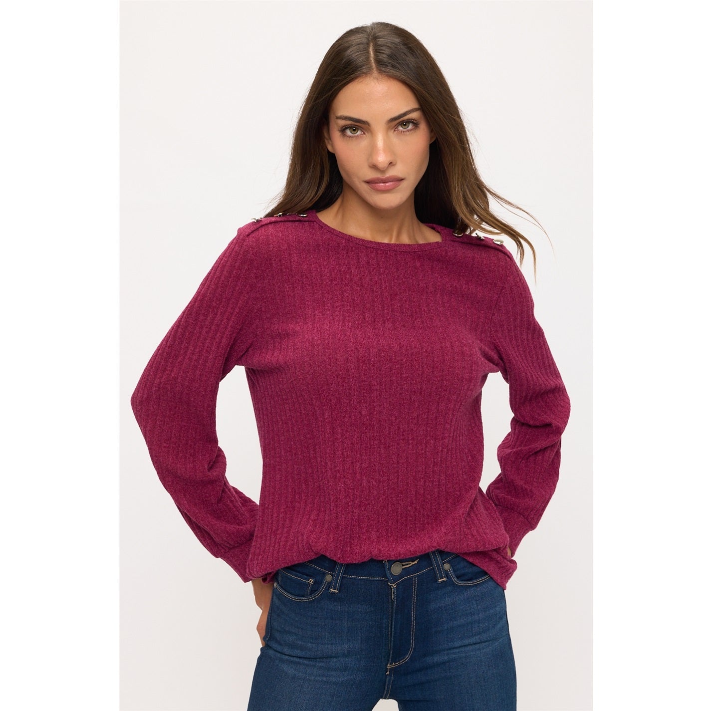 Raspberry Scoop Neck Top