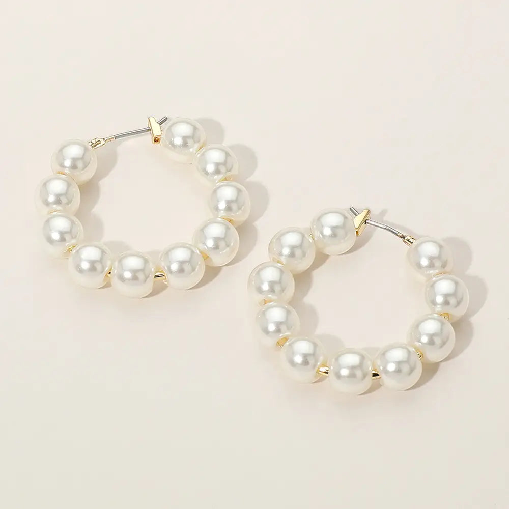 Pearl Beaded Hoop Earrings