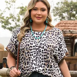 Leopard Contrast Short Sleeve Top