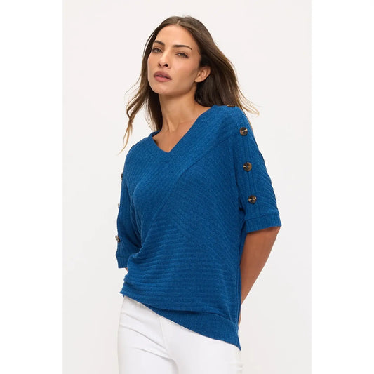 Rib Knit Button Sleeve Sweater