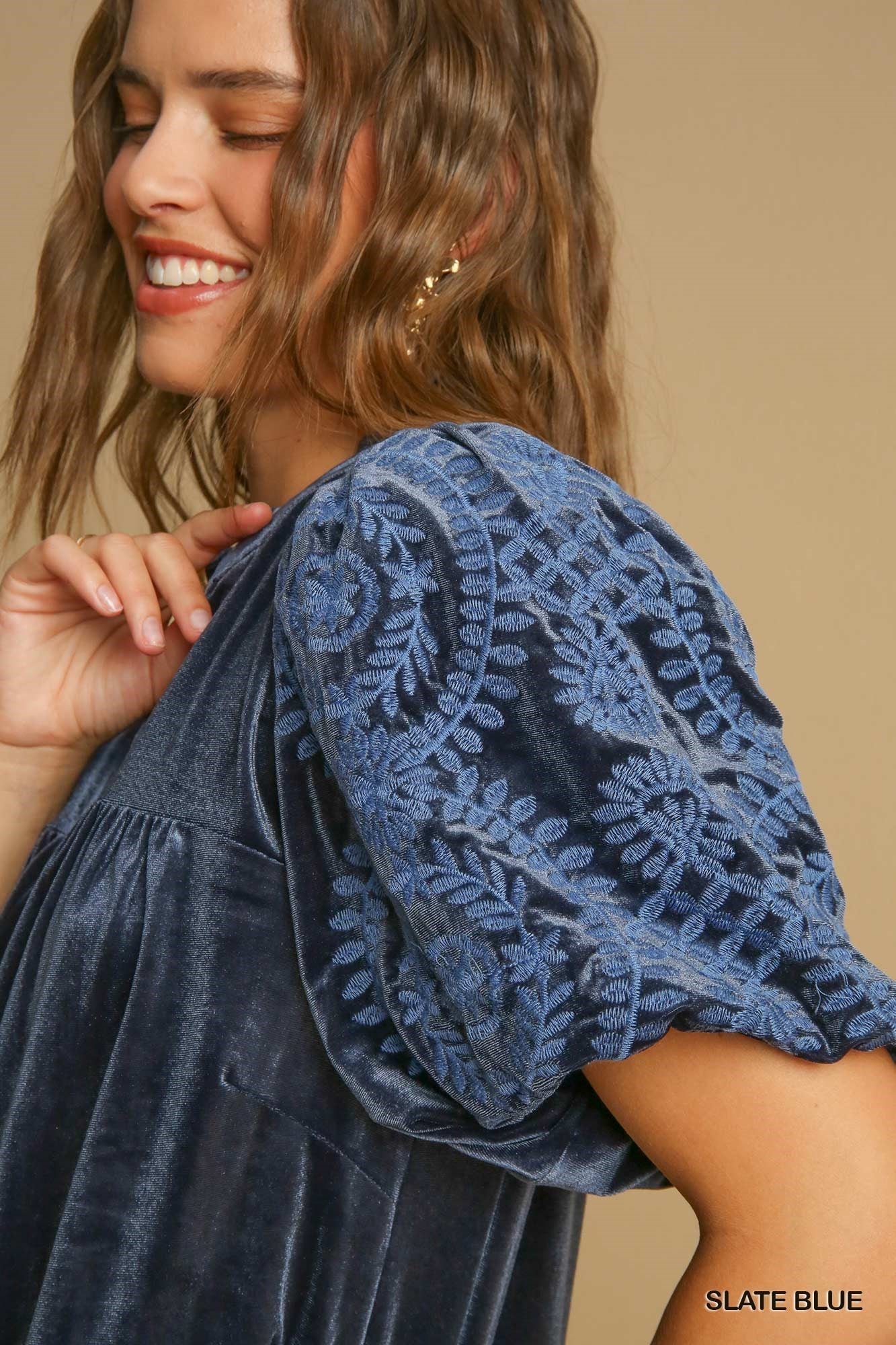 Velvet Wishes Embroidered Sleeve Top