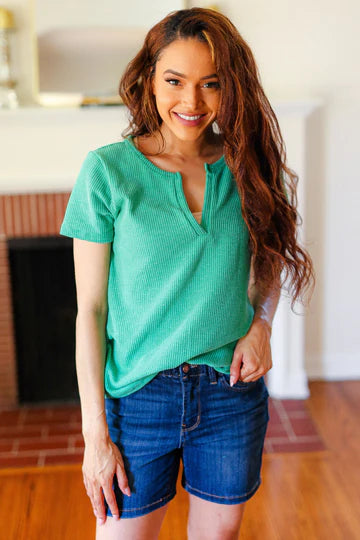 Waffle Henley Neckline Top