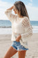 Side View Open Knit Drop Shoulder Bracelet Sleeve Sweater